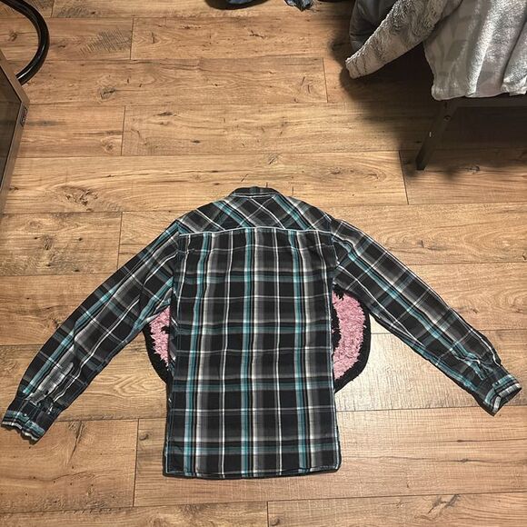 Bke Athletic Fit Biker Plaid Button Up Longsleeve - Picture 3 of 5